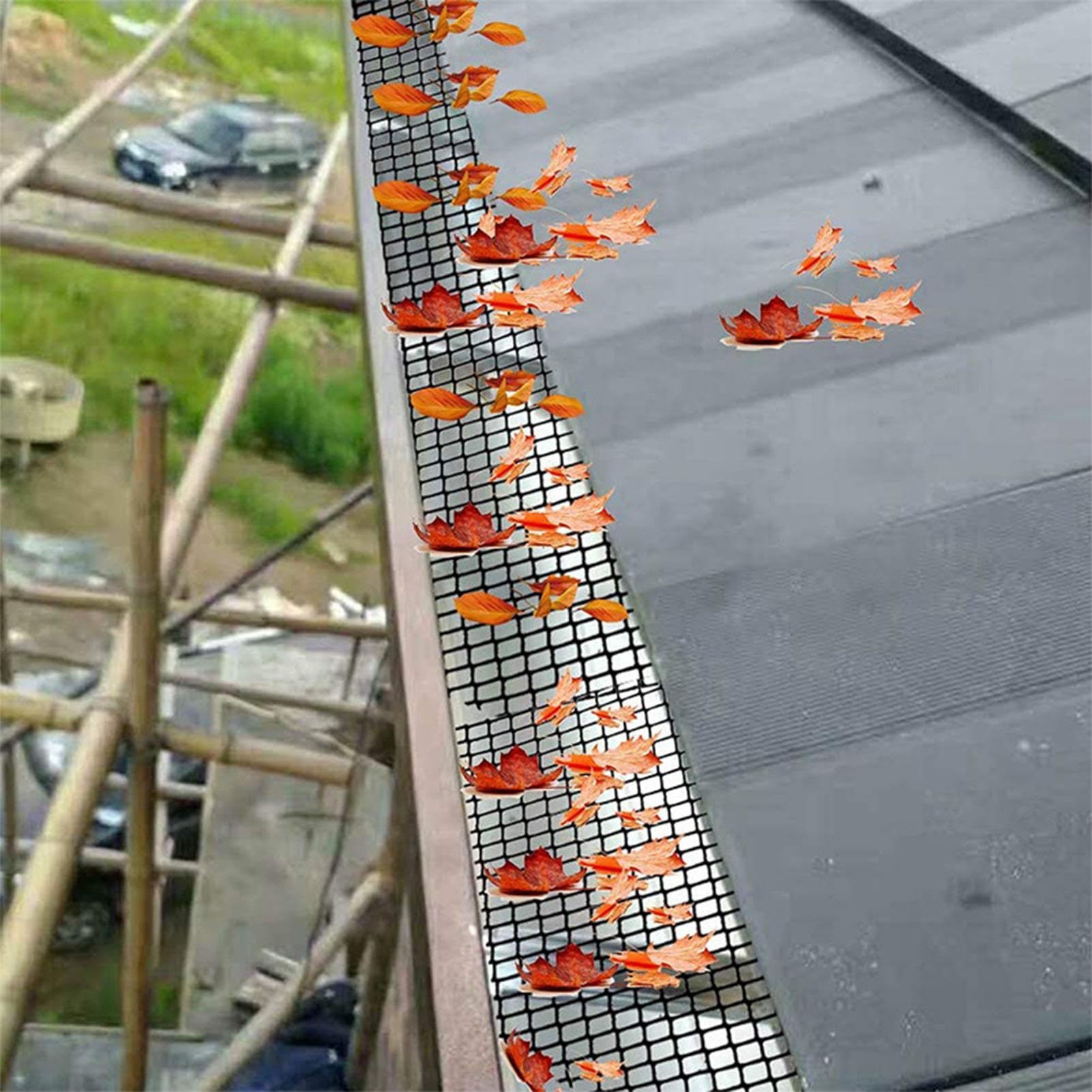 Red de drenaje para zanjas – Red antibloqueo de 600 cm, construcción de larga duración | Trampa versátil para desechos de hojas con forma adaptable, red de protección de drenaje para proteger desagües