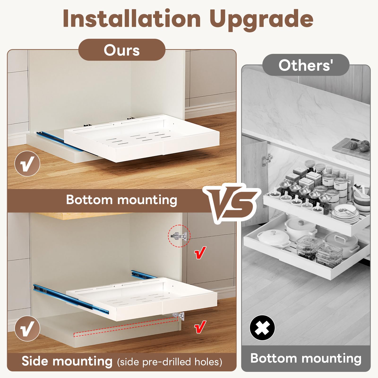 Tiroir Coulissant De Cuisine Extensible Ihomife - Ajustable 32-52cm, Acier Carbone | Organisateur D'armoire