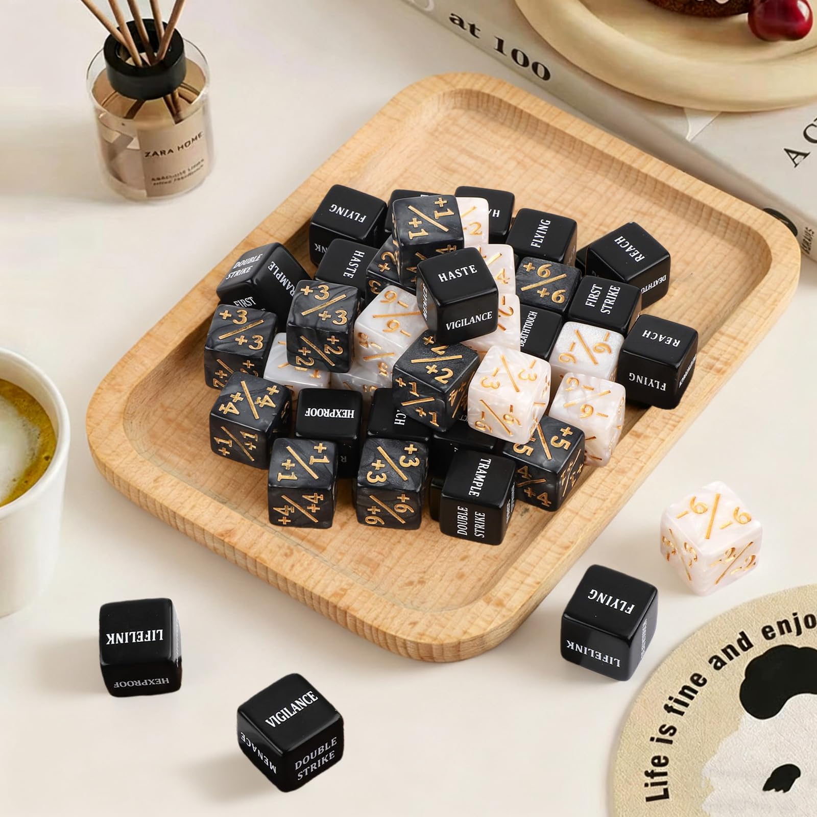 48 Pcs Ability Keyword Counter Dice Set, Acrylic Tokens Dice with Velvet Bag for MTG TCG Board Games - Image 3