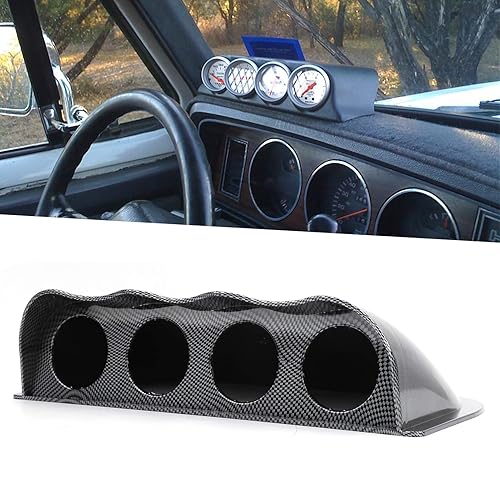 Miniatura 4 de Universal 2.047 in Gauge Pod Mount 4-Hole Dashboard Holder Cubierta de fibra de carbono