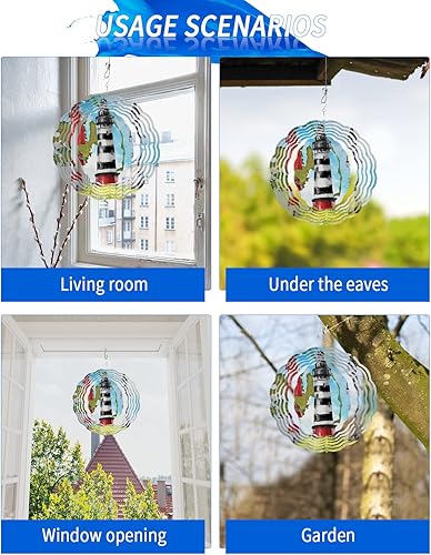 Miniatura 5 de Escultura de viento colgante de acero inoxidable 3D para interiores y exteriores, decoración de jardín para interiores y exteriores, isla costera