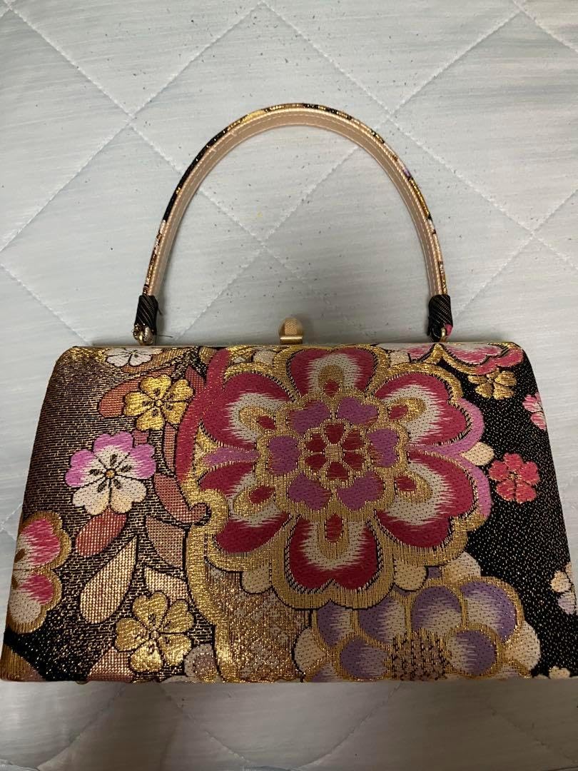 卒業式 和装 バック カバン 黒 金 👞 花 【その他】 ピンク