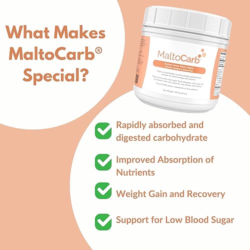 Miniatura 3 de MaltoCarb Maltodextrina en polvo  Polvo de carbohidratos para energía sostenida, alto en calorías, absorción rápida, sin gluten, a base de plantas,
