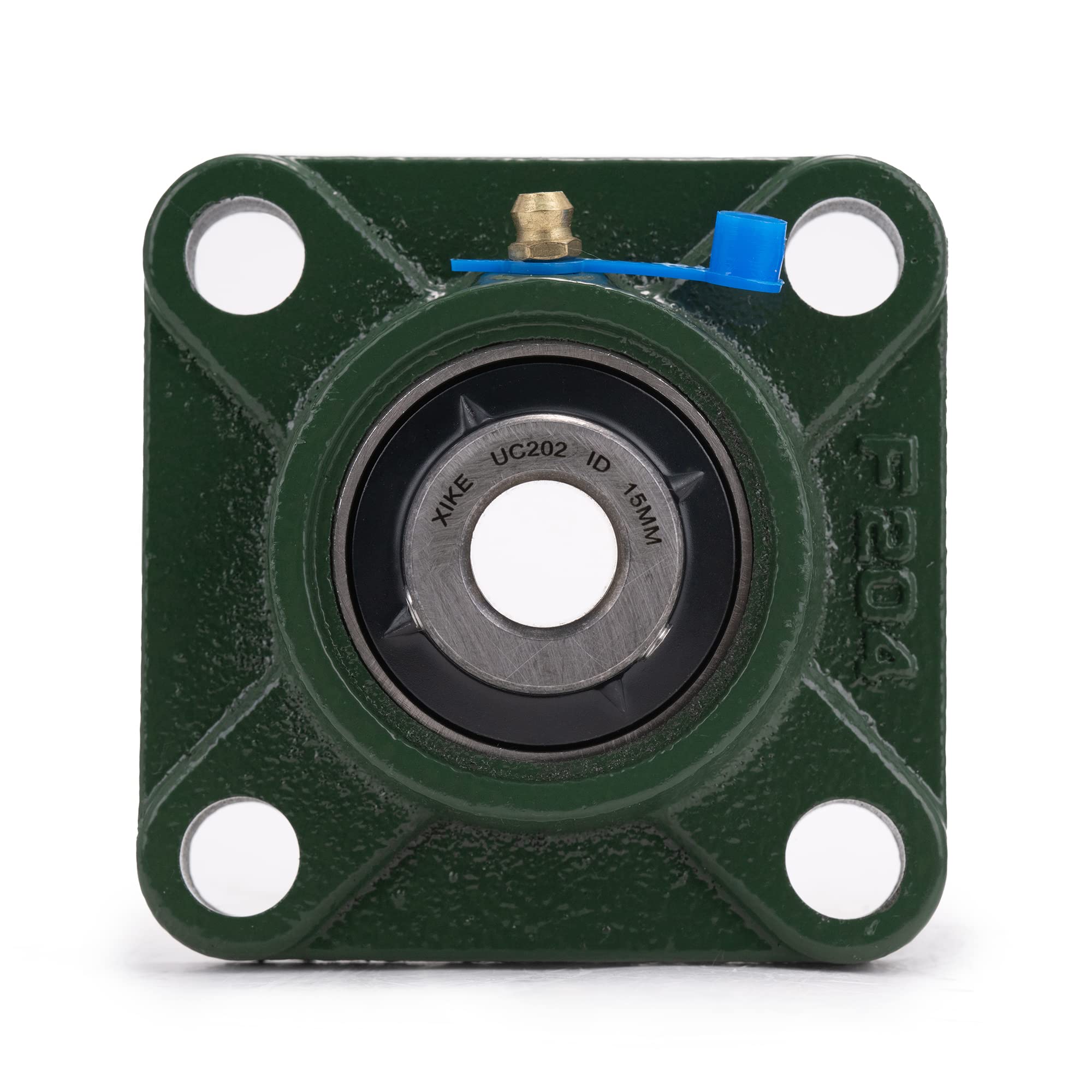 XiKe 2 Pcs UCF202 Alésage 15mm Roulements carrés à palier lisse montés sur flasque, Coquille intégrale en fonte et roulements auto-alignants en acier chromé.
