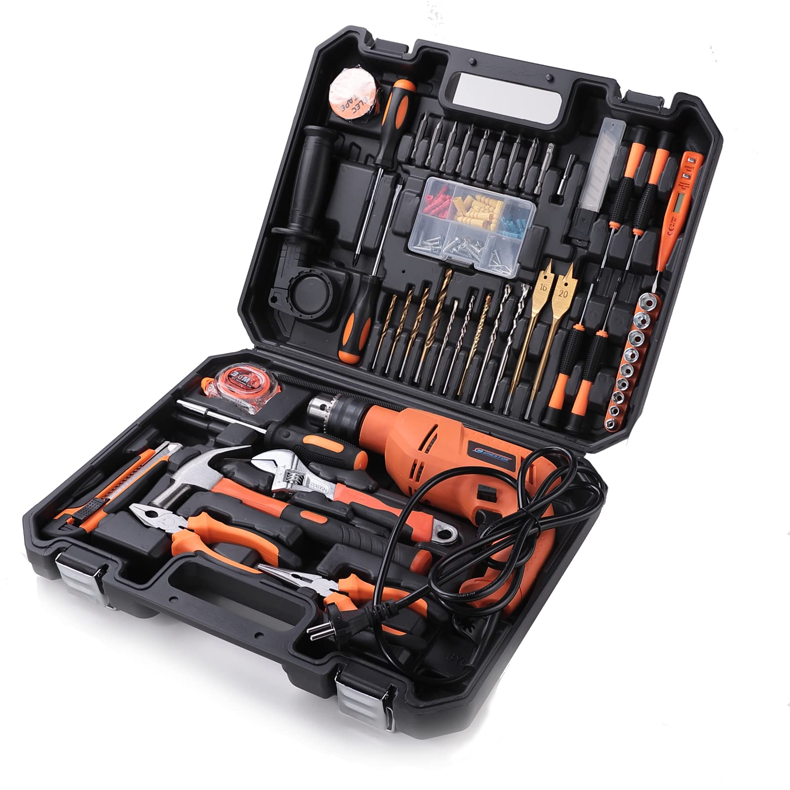 Cheston 13mm Drill Kit 600W Powerful Impact Drill Machine Kit | Screwdriver Kit with 47 Pieces Tool Kit and Accessories | Hammer Wrench Plier Cutter Spirit Level Tape (B0BRL4Q3BJ) Amazon Price History, Amazon Price Tracker