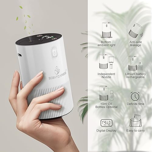 Miniatura 2 de Scentcares - Difusor sin agua de aceite esencial de 3.4 fl oz, nebulizador funciona con batería sin agua, portátil, inteligente, inalámbrico, diseño
