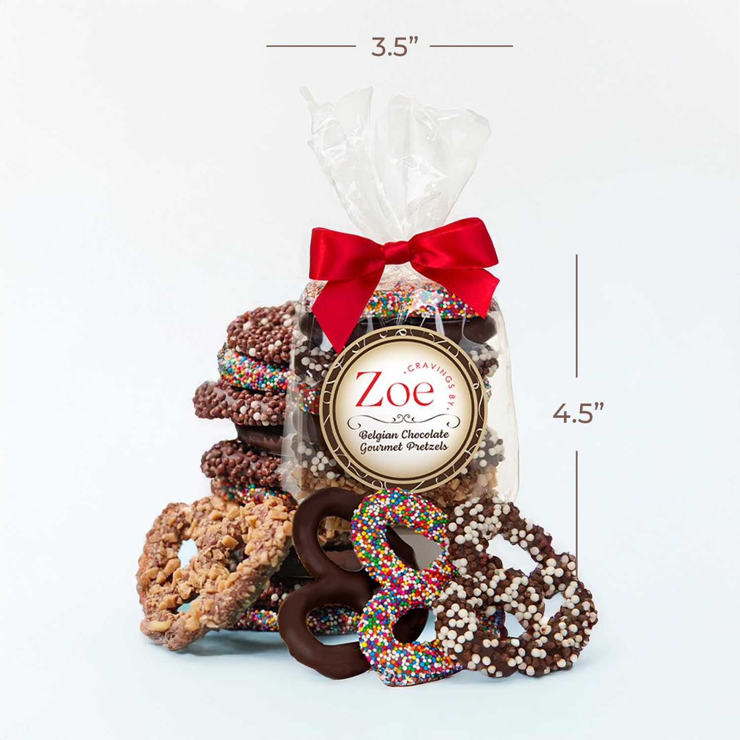CRAVINGS BY ZOE Valentines Day and Birthday Chocolate Covered Pretzels Gift Bag 8 oz | Gourmet Kosher Milk & Dark Belgian Chocolate Candy Food Gift Box Basket | Get Well, Thank You, Men Women Mom Dad Her
