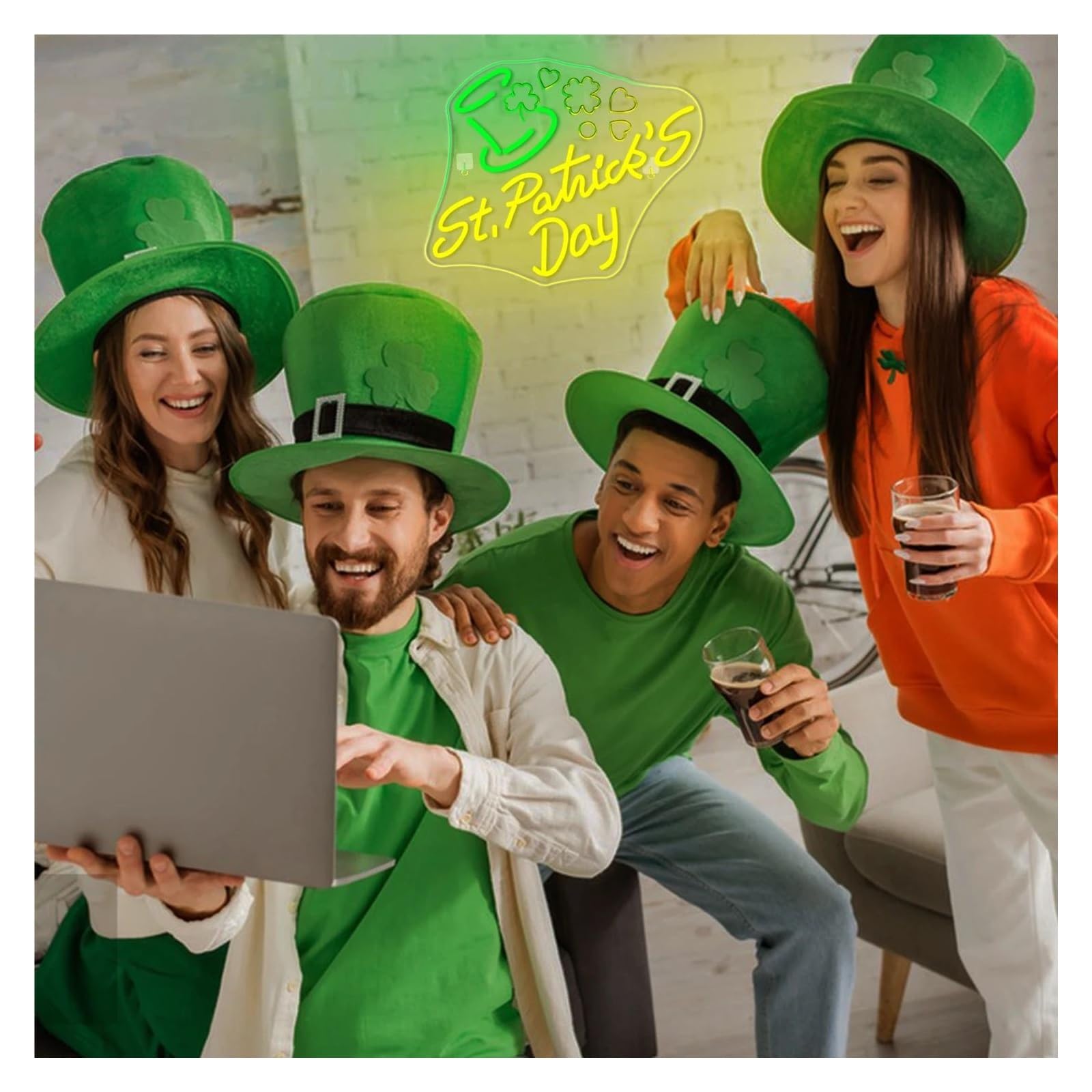 Insegna al Neon "St.Patrick's Day"Insegne Al Neon Per Decorazioni Murali Decorazione Della Stanza Per Casa Festa Camera Da Letto Bar Club Negozio Festa USB 38cmх32cm