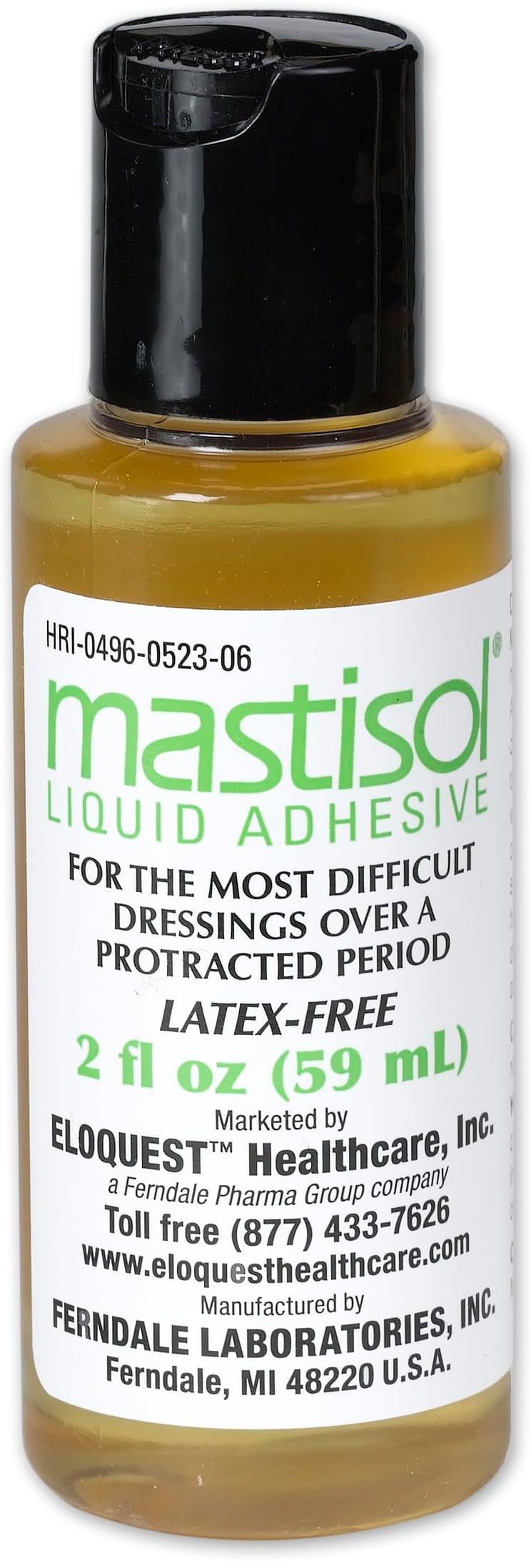 Liquid Medical Adhesive - Long-Lasting Non-Water Soluble Skin Bond for Dressings, Tapes, & Devices, Latex-Free, CHG-Compatible - 2oz Bottle