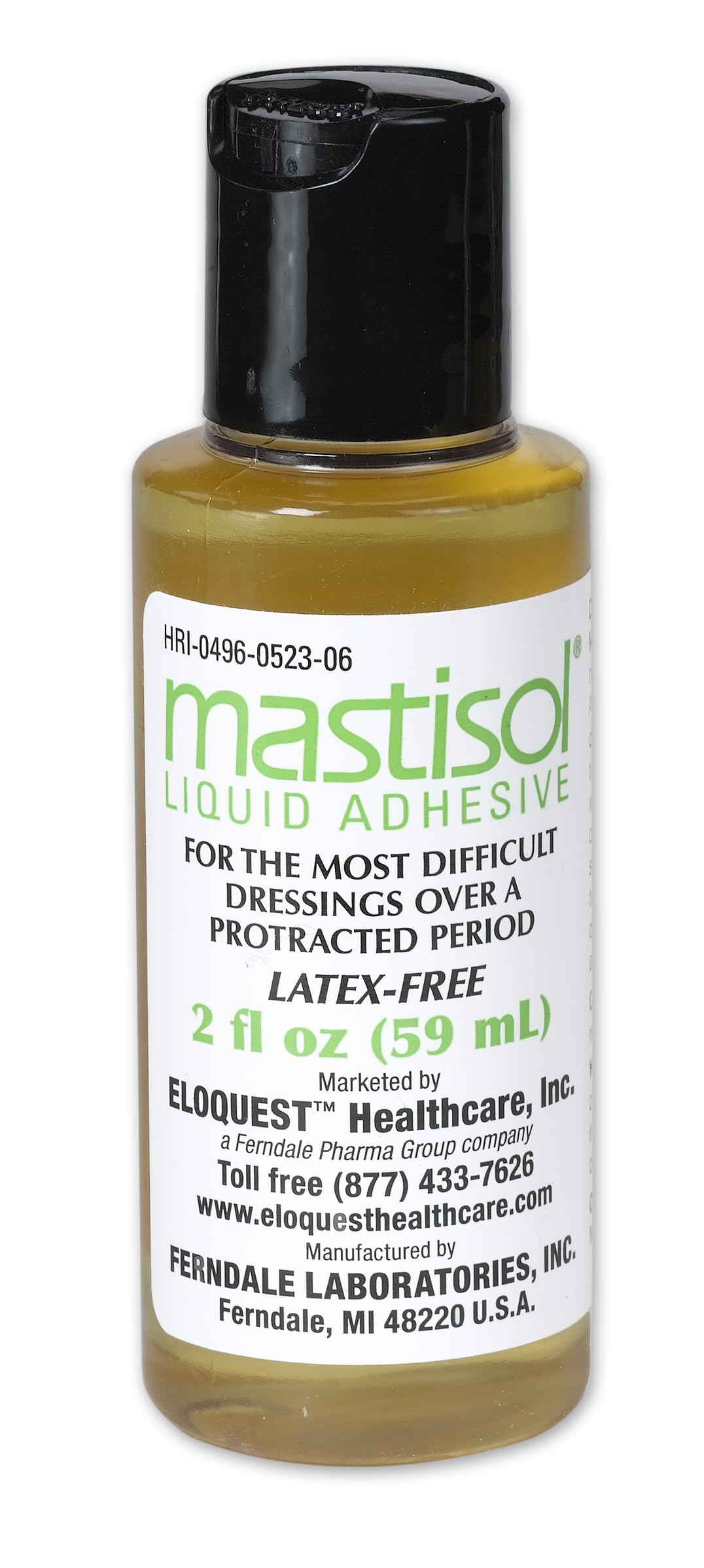 Liquid Medical Adhesive - Long-Lasting Non-Water Soluble Skin Bond for Dressings, Tapes, & Devices, Latex-Free, CHG-Compatible - 2oz Bottle
