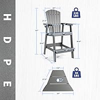 Vista 3 de FUNBERRY Juego de 2 sillas altas Adirondack con mesa de conexión extraíble, silla de balcón alta para todo tipo de clima con portavasos