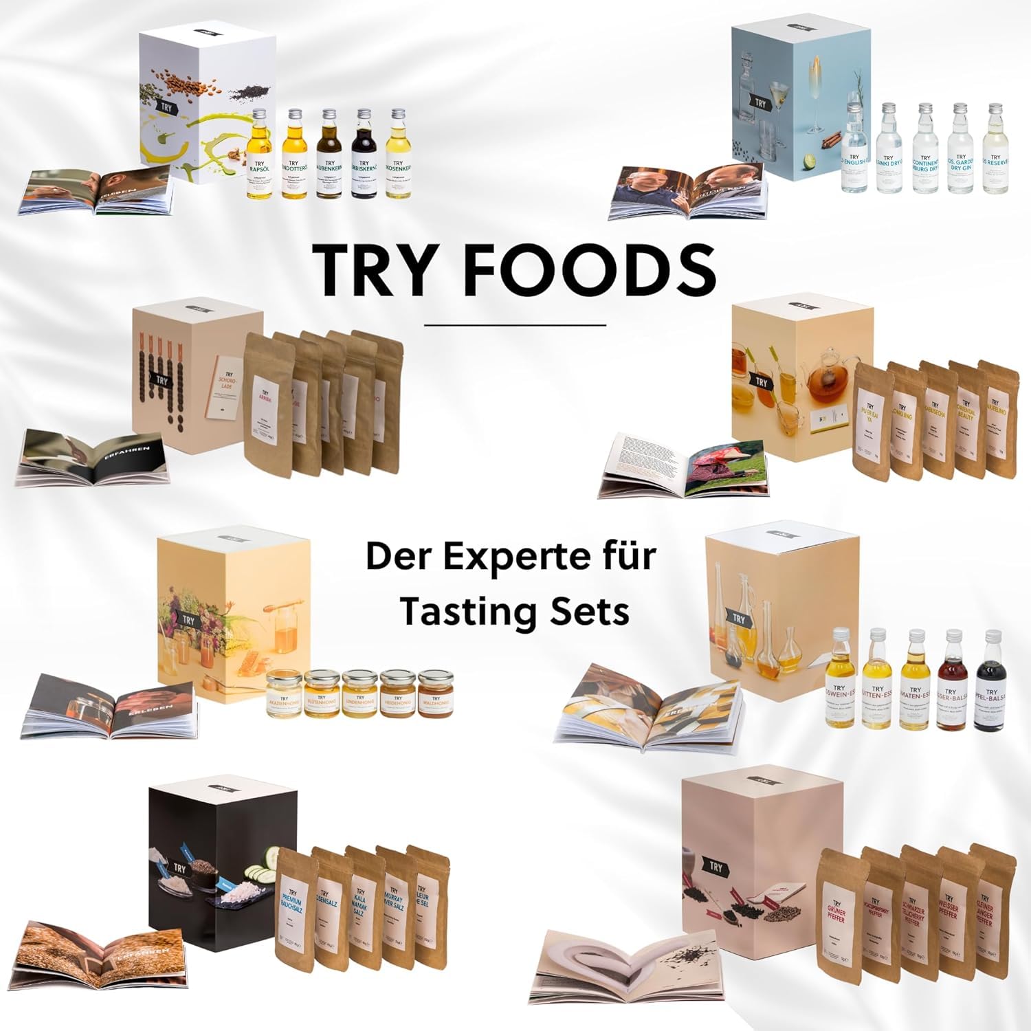 TRY Olivenöl Geschenkset - Probierbox mit Olivenölen extra nativ aus Italien, Spanien, Griechenland & Portugal [5x50ml] - Feinkost Geschenkset für Kochliebhaber