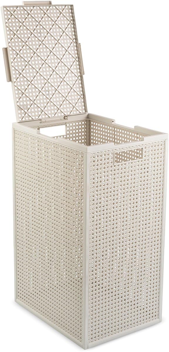 Curver Kaya Wäschekorb mit Deckel – 2er-Set – je 60 Liter – 38×29×58,5 cm – Weiß – Kunststoff – mit Belüftung