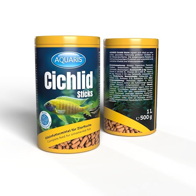 Foto 2 de 4 de AQUARIS Palitos Cíclidos, Comida Principal para Cíclidos y Peces Tropicales de Acuario, 1 L / 500 g