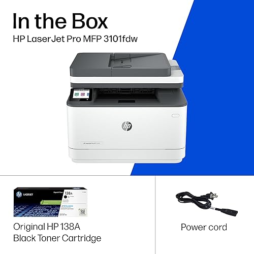 Miniatura 8 de HP LaserJet Pro MFP 3101fdw Impresora láser inalámbrica en blanco y negro todo en uno, escáner, fotocopiadora, fax, ideal para la oficina (3G628F)