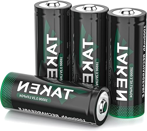 MODMA Paquete de 4 baterías solares recargables Lifepo4 18500 3.2V de 1000 mAh, compatibles con luces de jardín, linternas, iluminación al aire