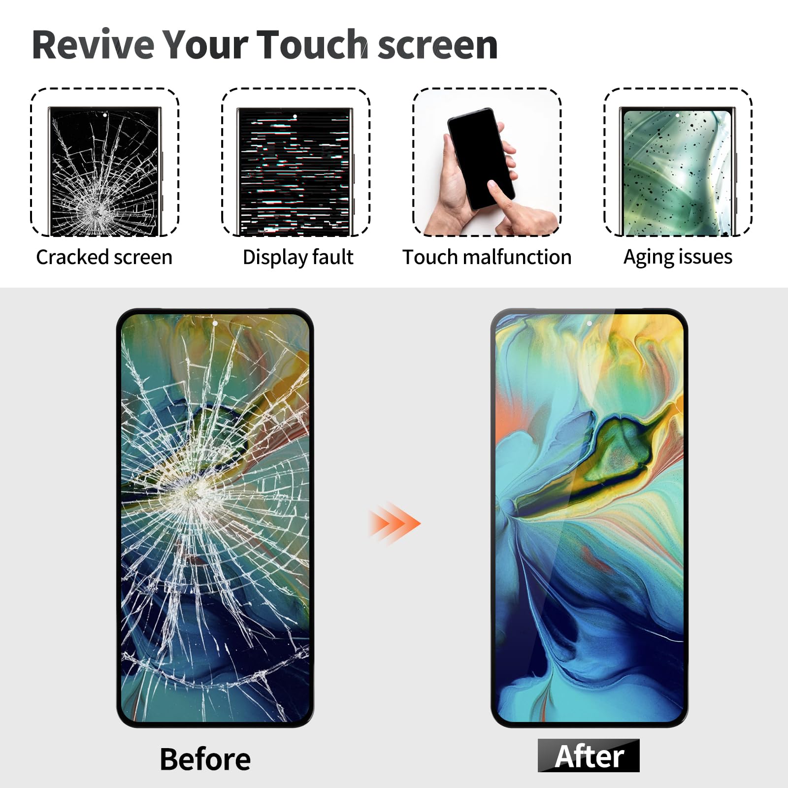 OLED for Google Pixel 8 Pro LCD for Pixel 8 Pro Screen Display Repair for Pixel 8 Pro Digitizer Touch Assembly Kits with Frame GC3VE G1MNW Black