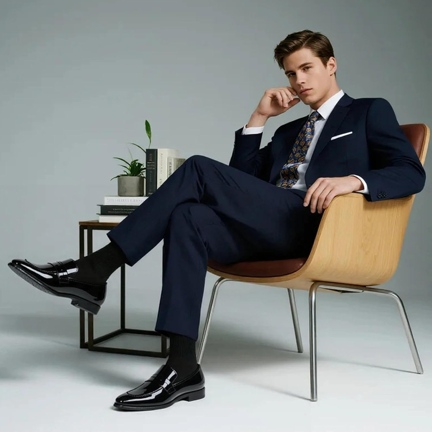 DECARSDZ Mens Slip-On Penny Loafer Casual Dress Shoes Black Wedding Formal Work Pointed Toe Men Tuxedo Shoes - Image 2