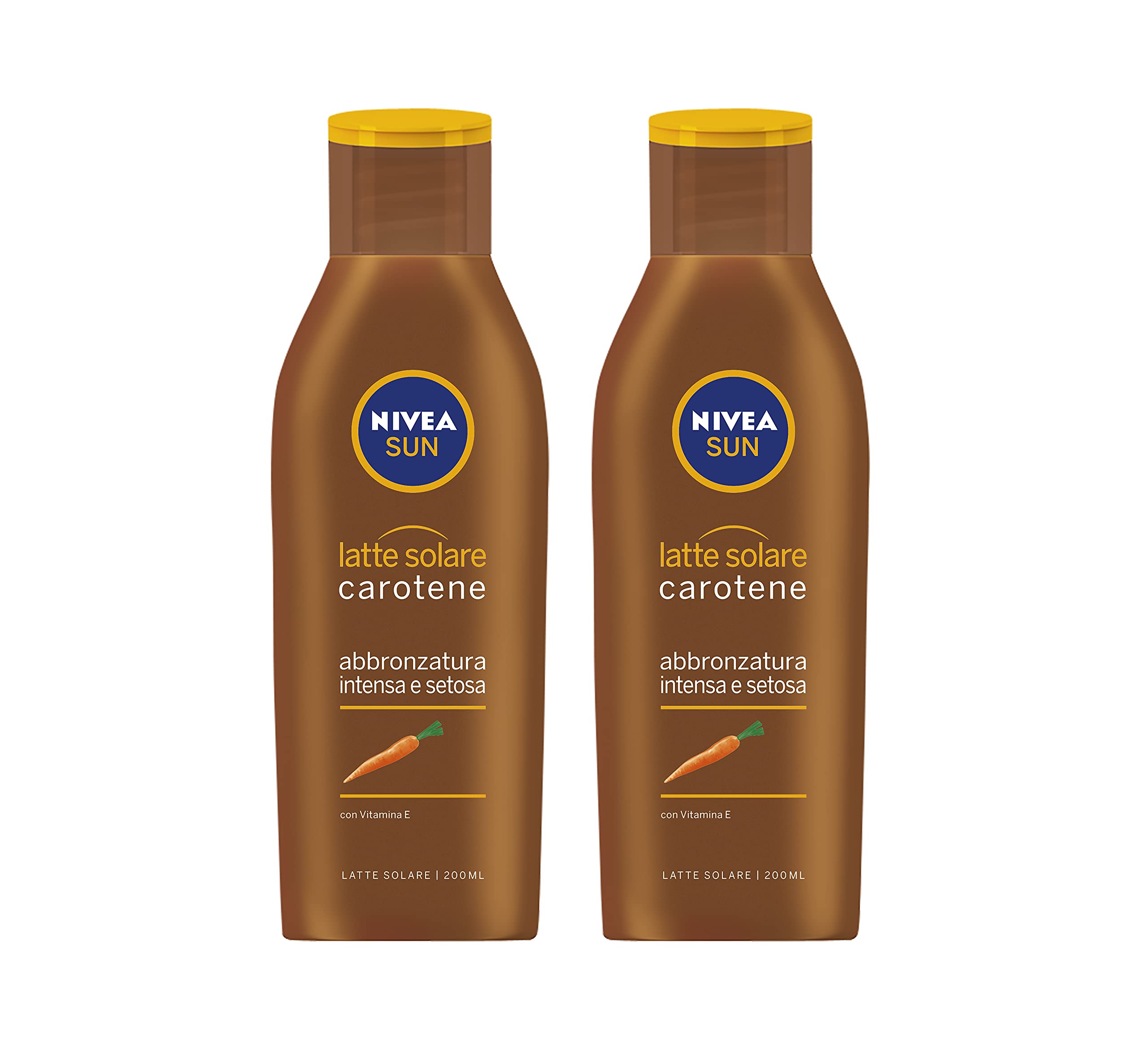 NIVEA SUN Mleczko do opalania z brązu karoten 2 x 200 ml, krem do opalania dla złotej skóry, krem do opalania wzbogacony karotenem i witaminą E
