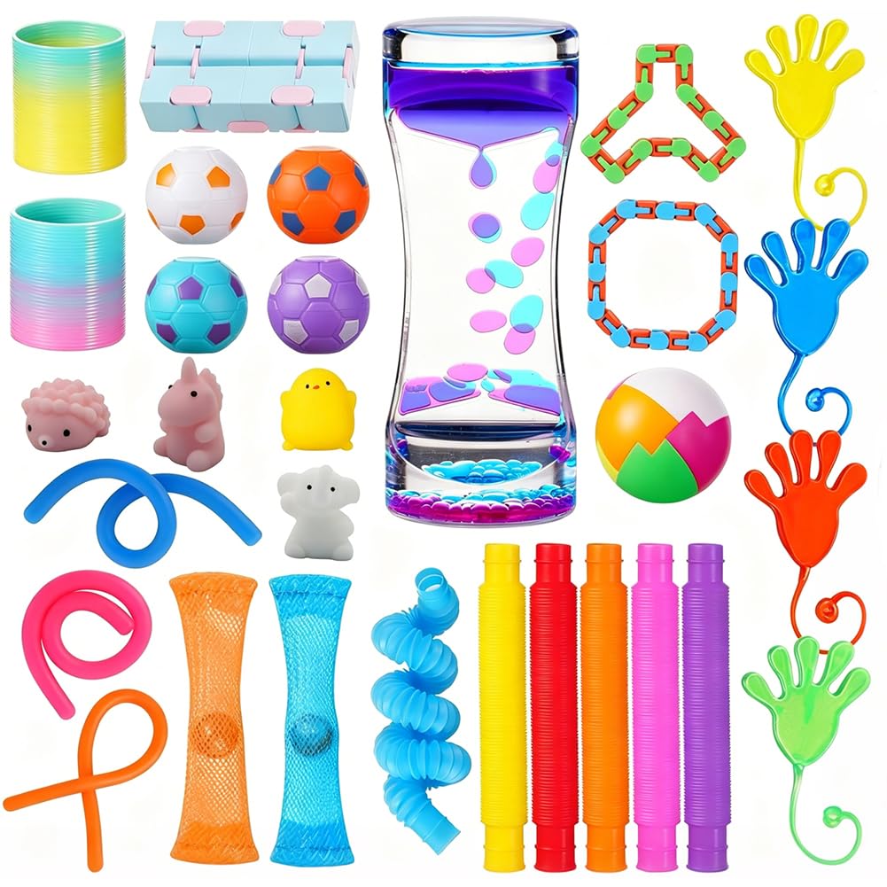 MIFKLMV Sensory Fidget Toys Pack With Box,Fidget Sensory Toys Set, Stress Relief & Anxiety Toys, for ADHD, Autism, Party Favors & Classroom Prizes -G