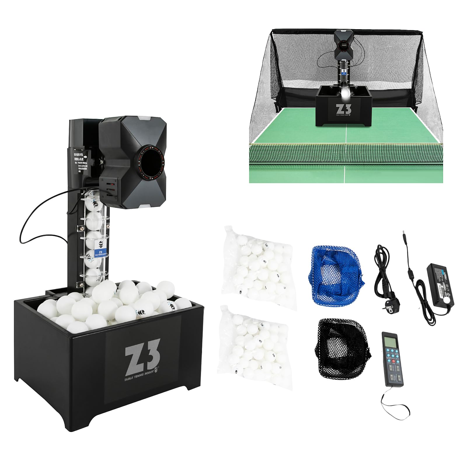 Ping-pong Robot con rete Ping-pong Automatico Macchina da Ping-pong Da 100 Palle Professionale Robot da ping pong con 10 modalità, Telecomando 4-40m/s Ping Pong Robot per Allenamento