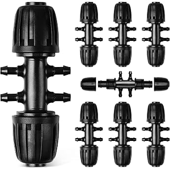 Nuyoah Micro Drip System Irrigation 6-Way Reducer 1/2 Inch to 1/4