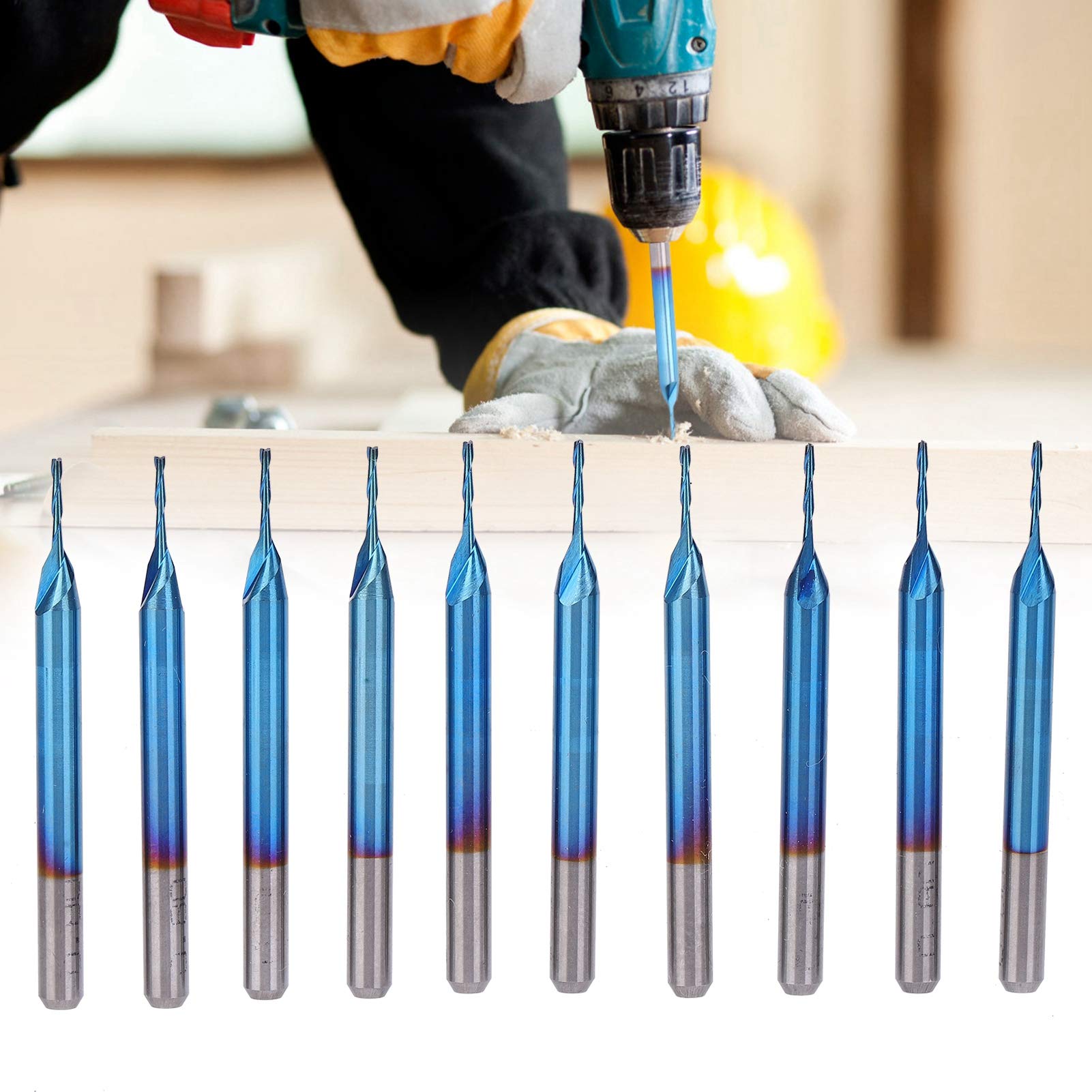Brocas de fresado CNC, fresa de punta plana de acero de tungsteno de 2 ranuras para madera contrachapada para cortar madera dura para acrílico