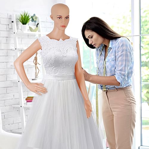 Miniatura 8 de HomGarden Maniquí femenino de cuerpo completo, soporte ajustable de 69 pulgadas, maniquí realista, maniquí de exhibición, modelo de vestido con