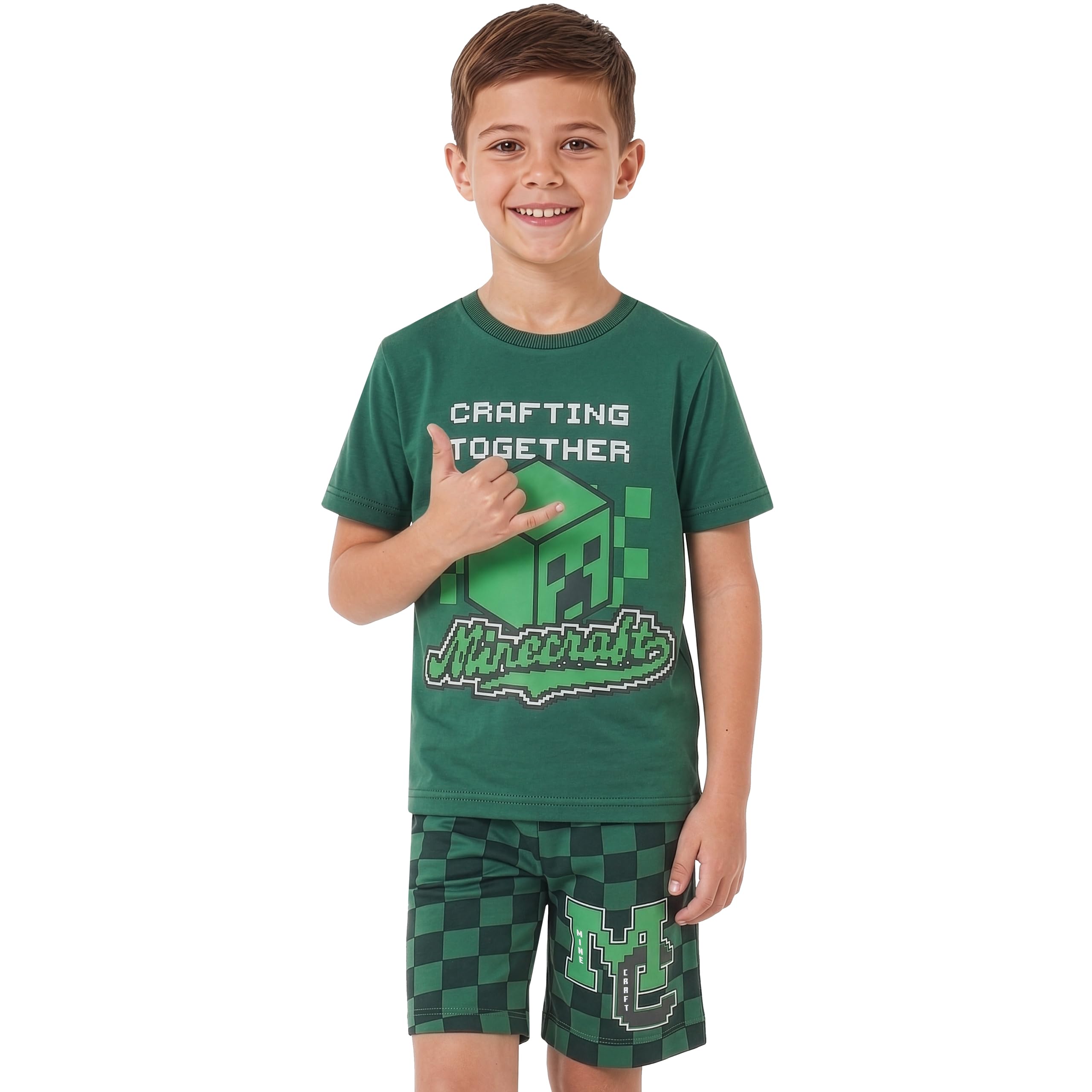 MINECRAFT Pigiama Bambino, Pigiami Ragazzo Creeper, Pigiama Bambino Manica Corta