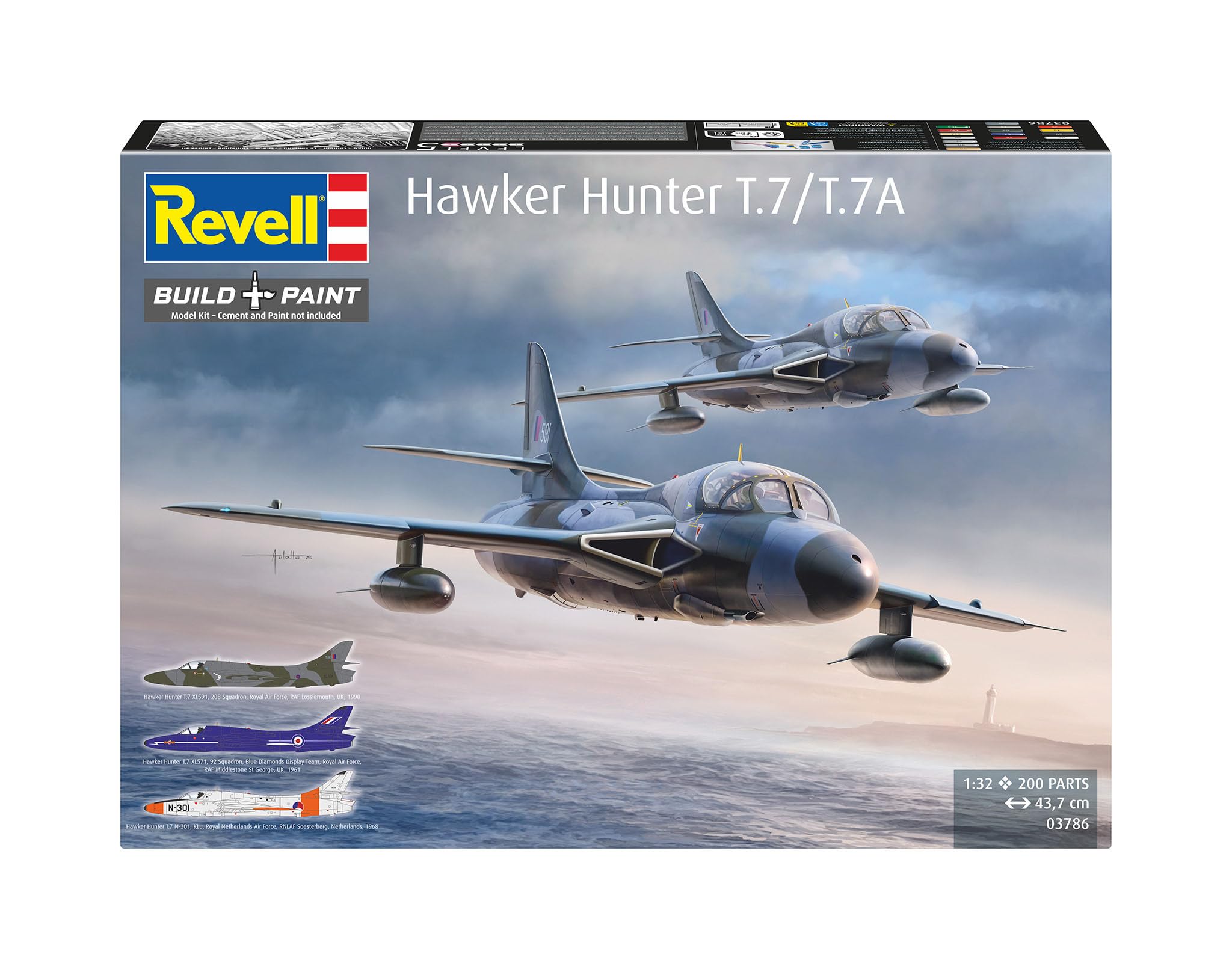 Revell 03786 Hawker Hunter T.7/T.7A skala 1:32 - niezbudowany/niepomalowany zestaw modeli plastikowych