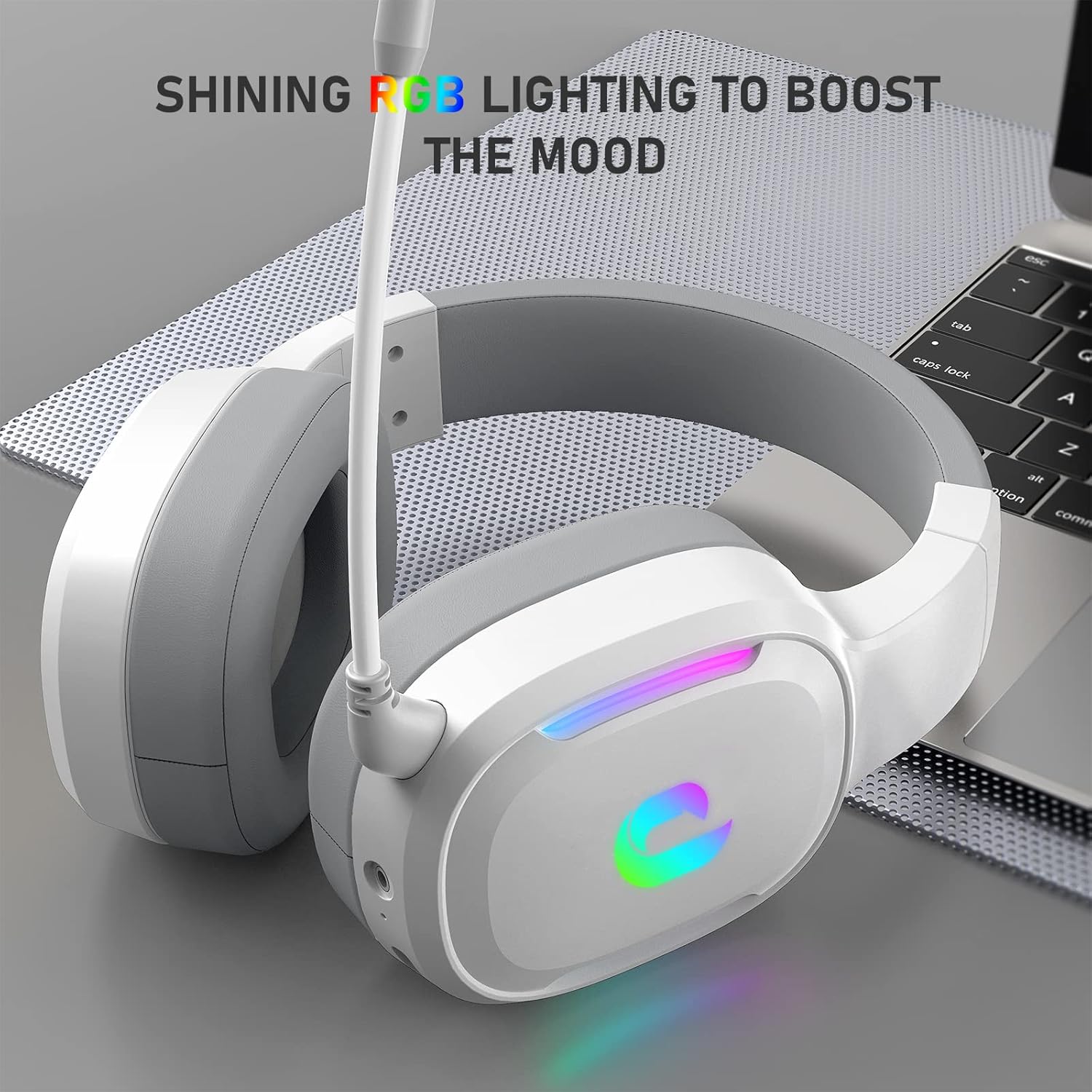 Jeecoo G80 Wireless Gaming Headset - 7.1 Surround Sound, Detachable Noise Canceling Mic, Low Latency 2.4G Wireless Gaming Headphones, Shining RGB - Works with PS4 PS5 PC Laptop Computers : Video Games