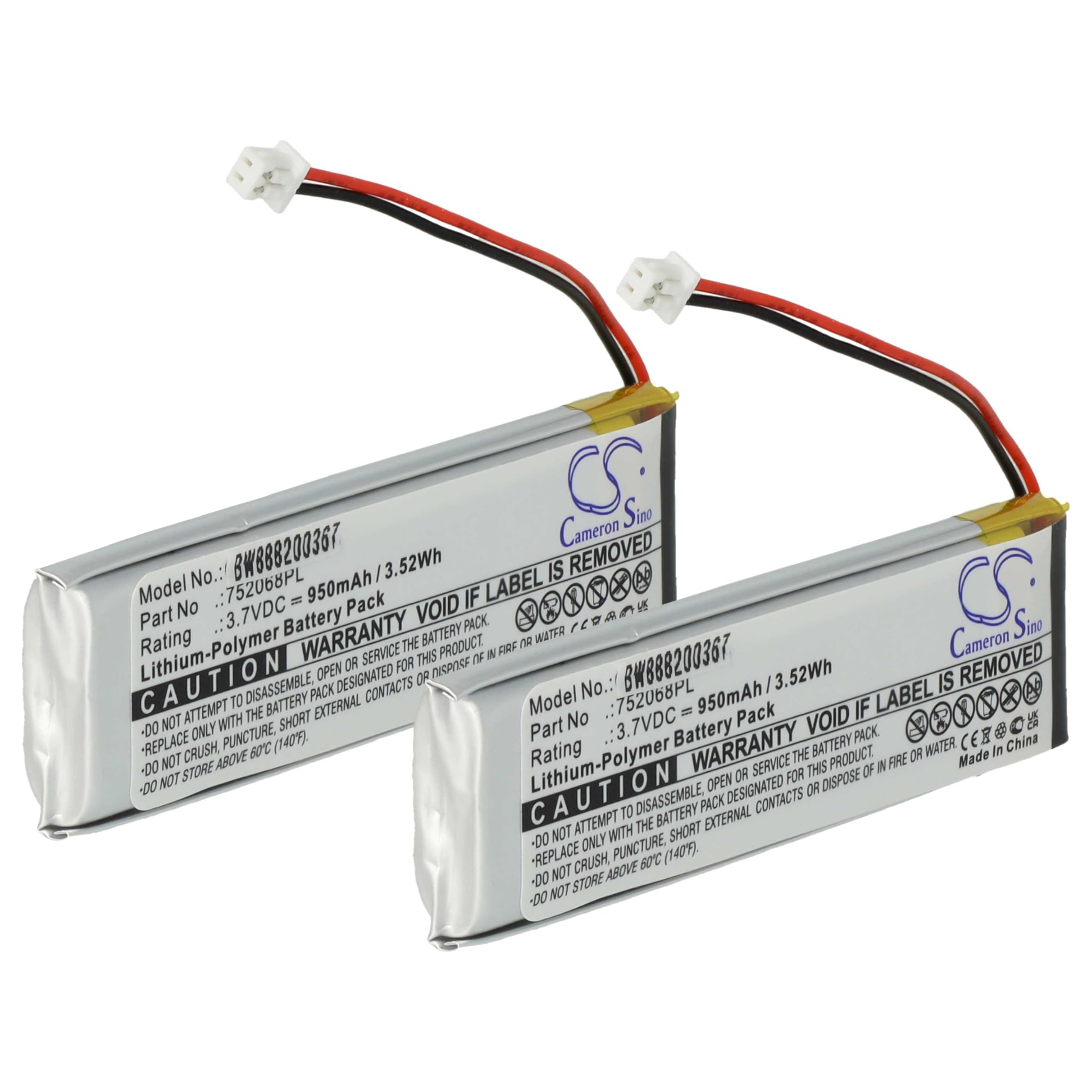 vhbw 2x batteria compatibile con Midland BT Next, BTFM, BTX1 FM, BTX2, BTX1, BTX2 FM (950mAh, 3,7V, Li-Poly)