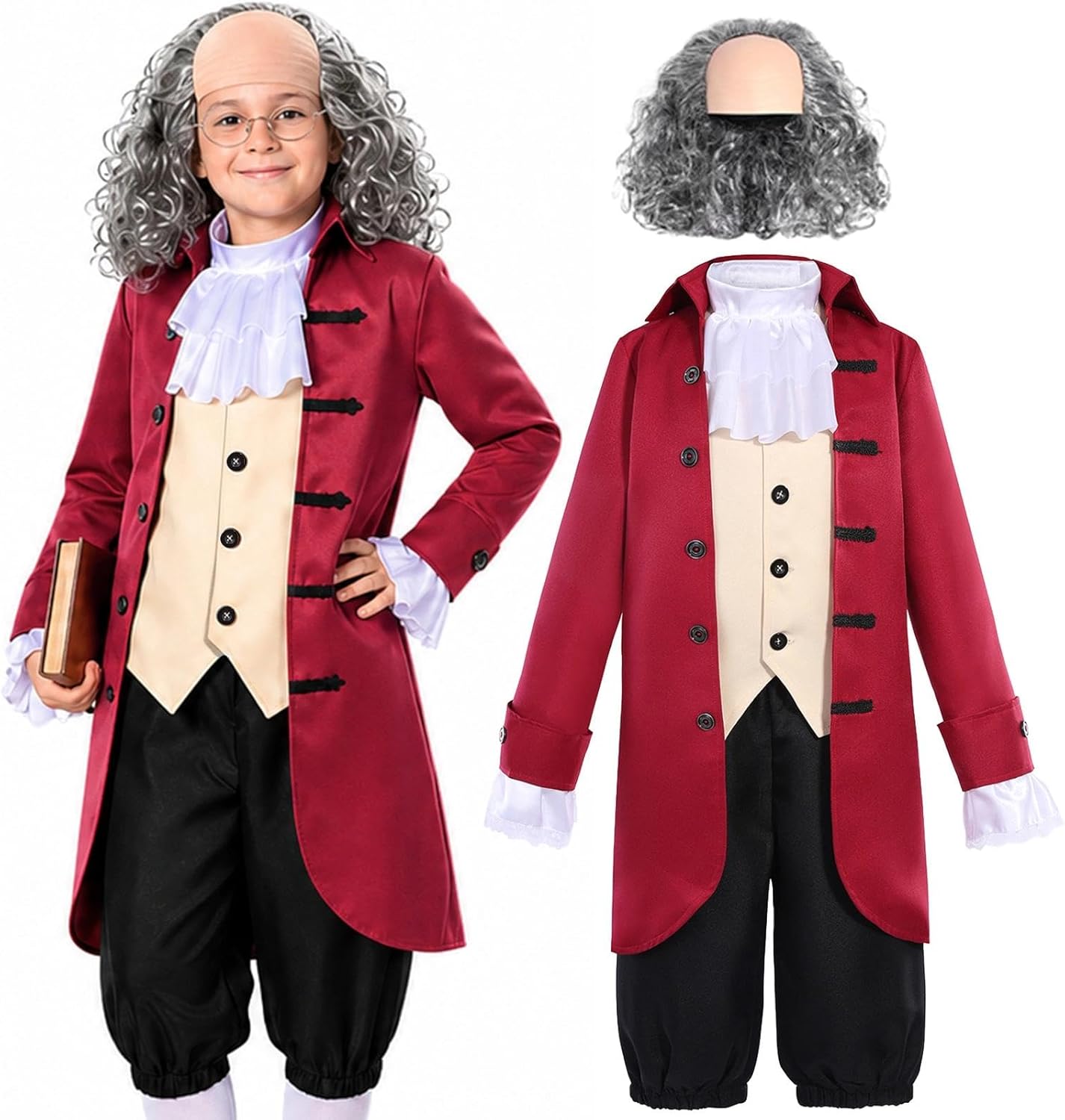 Disfraz Benjamin Franklin para Niños Gorkonpy miniatura 1