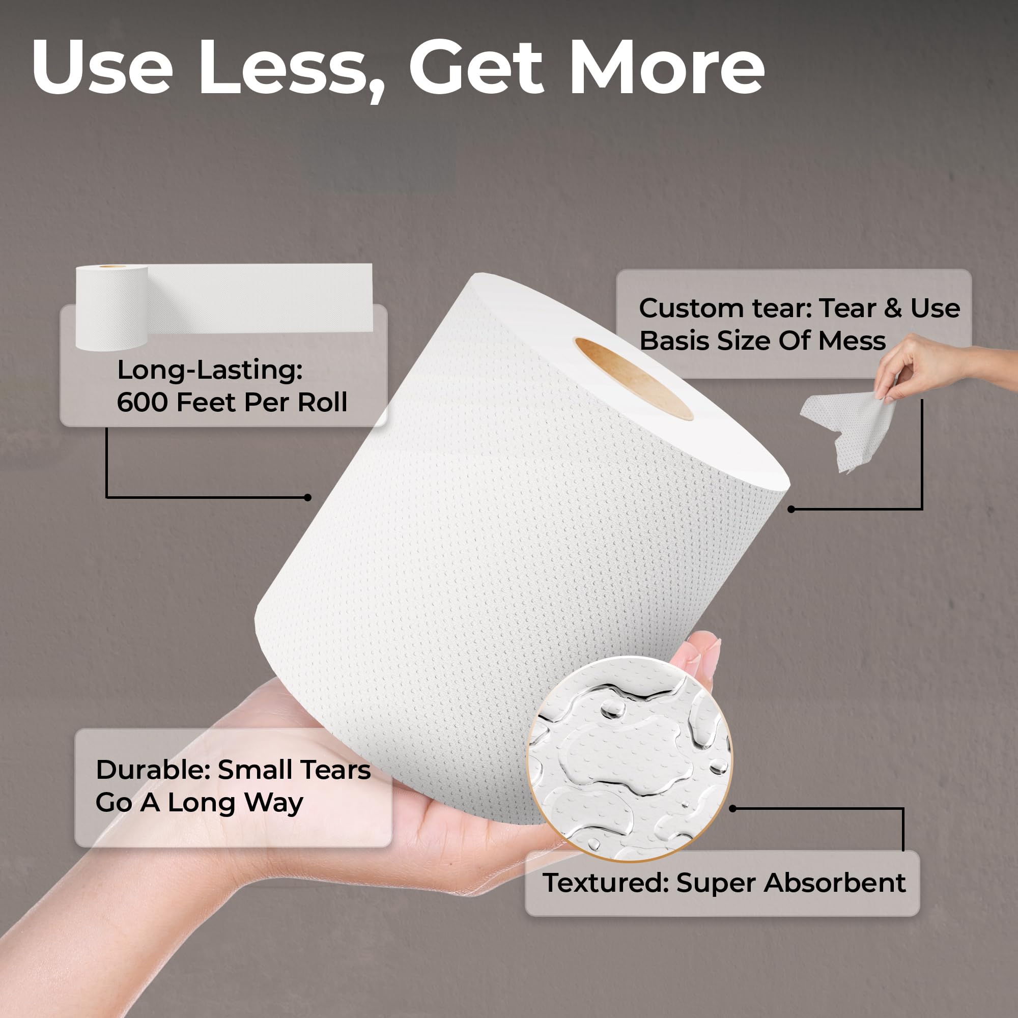 Restaurantware -Clean tek Professional - Toalla de Papel de 600 pies x 8 Pulgadas, 1 Rollo de Toalla de Papel de baño, los dispensadores se Venden por Separado, 1 Capa, Rollo de Toalla de Papel