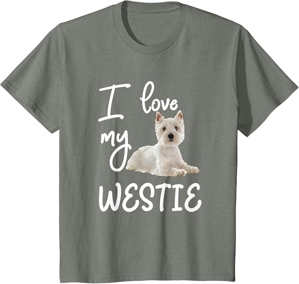 West Highland Terrier Dog, I Love My Westie T-Shirt — 사진 1