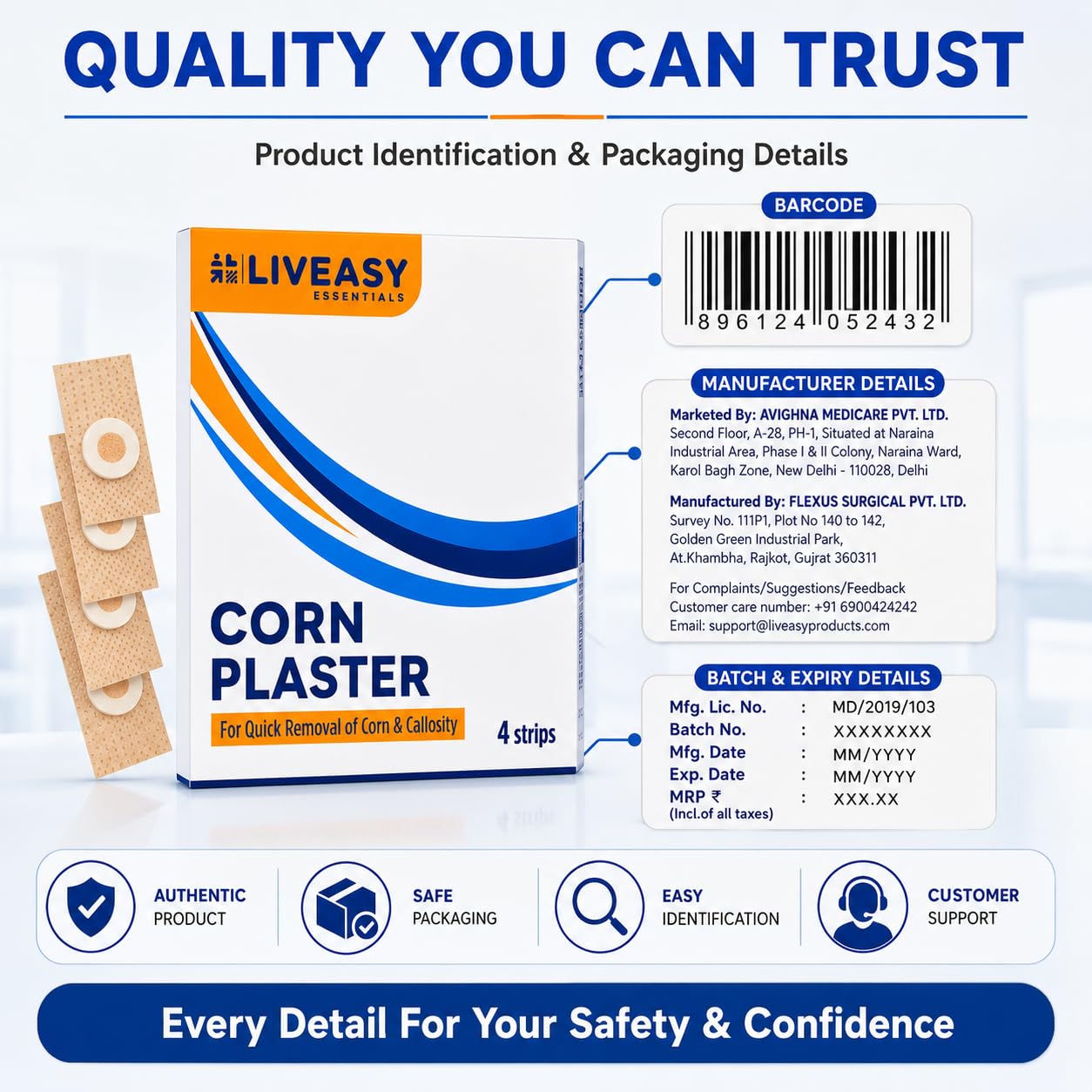 LIVEASY Essentials Corn Plaster Pack of 3 (4 Strips Each) — Amazon image 8