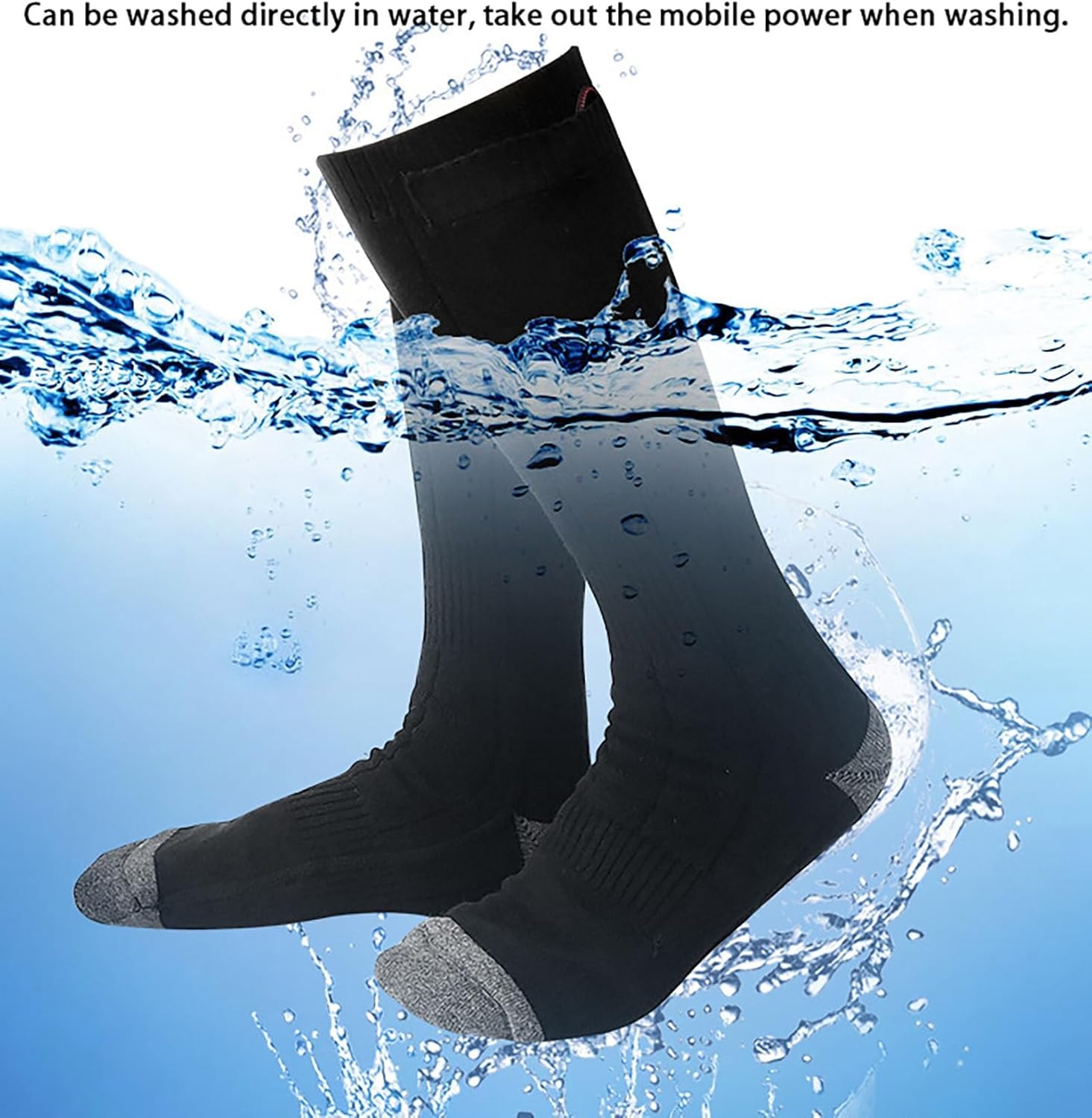 Heating Socks Warm Socks, 4000mAh Battery Powered Foot Warmer for Men Women, Winter Washable Thermal Socks, 6-7 hours heat generation time for Outdoors Golf Camping Warm Gifts ( Color : Blue , Size :
