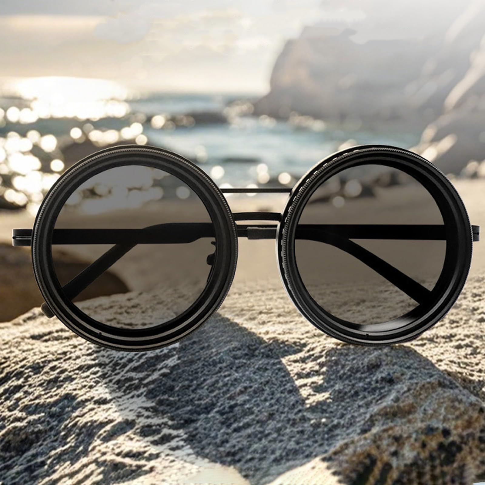 Adjustable Sunglasses，Adjustable Polarized Sunglasses，1 To 9 Rounded Polarized Glasses With Nd Filter Lenses