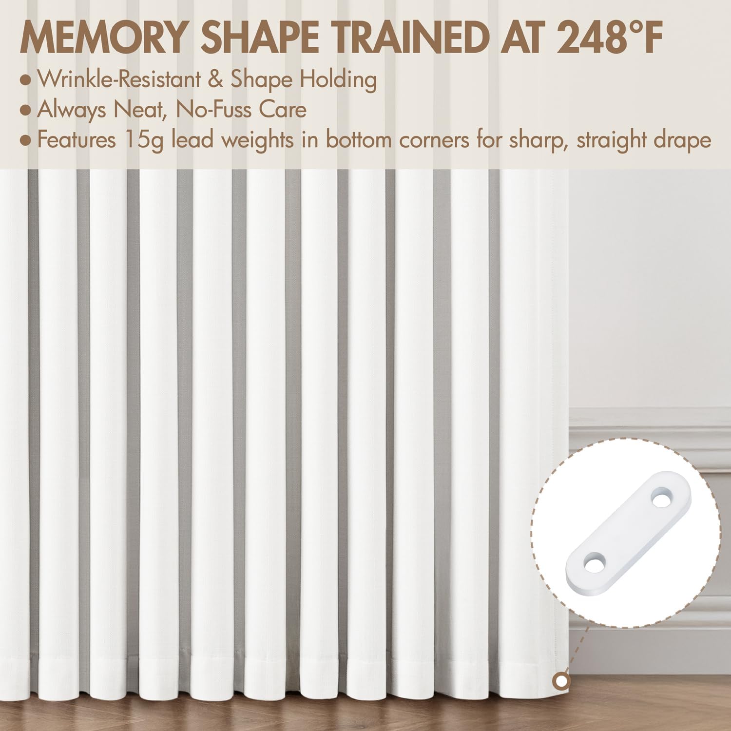 MIULEE Pinch Pleated 100% Blackout Curtains 90 Inch Long 4 Panel Set for Bedroom Thick Linen Memory Trained Pleat Living Room Darkening Back Tab Double Layer Thermal Insulated Drapes, White