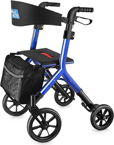 Miniatura 1 de WALK MATE Andador para personas mayores de 5 a 7 pies con asiento de altura ajustable, ruedas de 10 pulgadas, caminantes ocultos con alambre, diseño