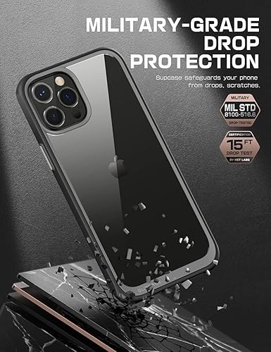 Miniatura 4 de Funda protectora híbrida SUPCASE, premium, transparente, para iPhone 13 Pro (de 2021), 6.1 pulgadas, estilo de uso rudo (color negro)