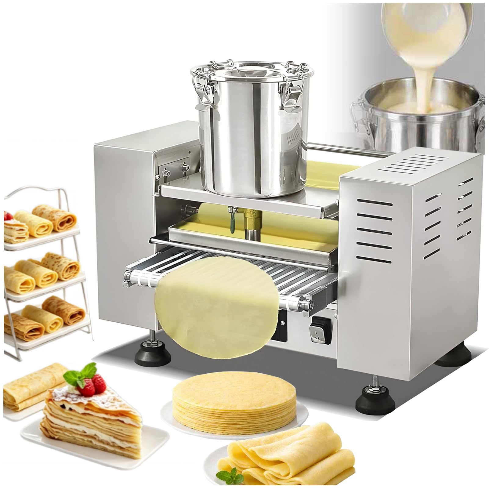 Machine Automatique pour Feuilles de Mille-crêpes, crêpière électrique INOX, Dia8”