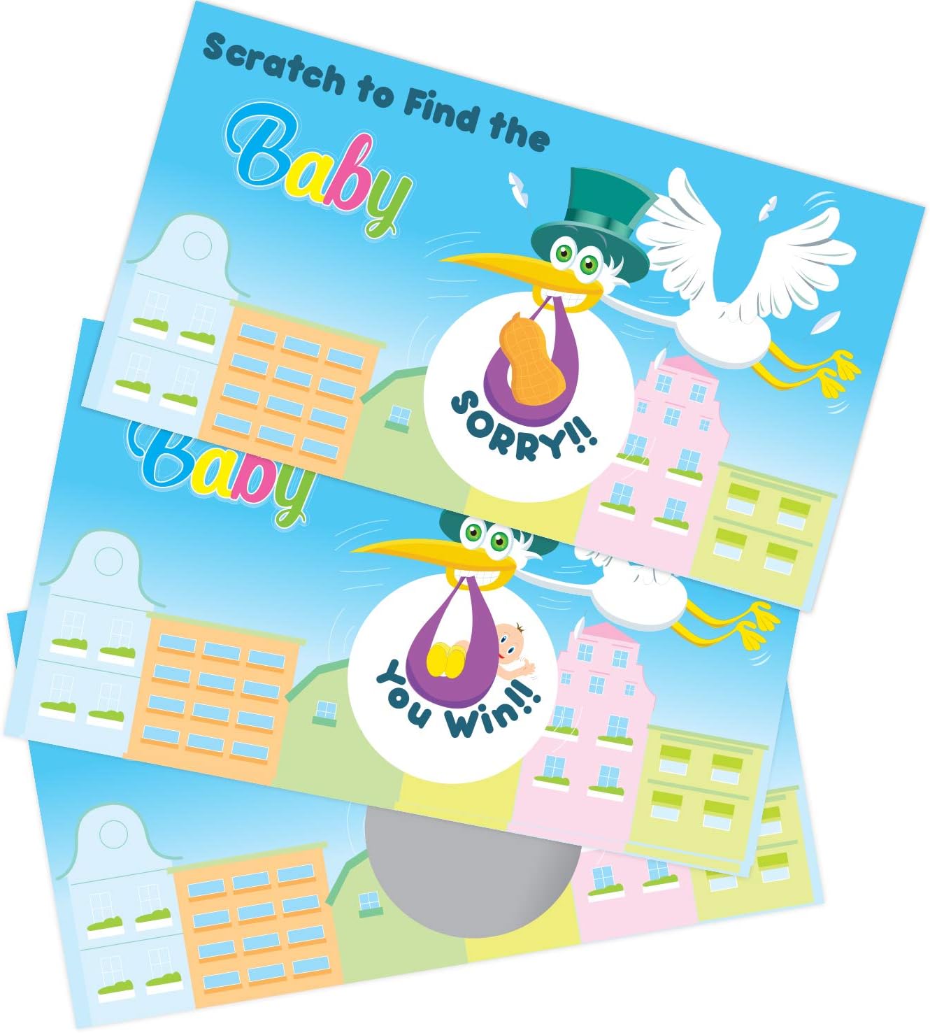 24 Baby Shower Scratch off Game Lottery Ticket Raffle | 2 winners | set of 24 | Diaper | cards | Gender Neutral | funny Activity | scratch-n-win