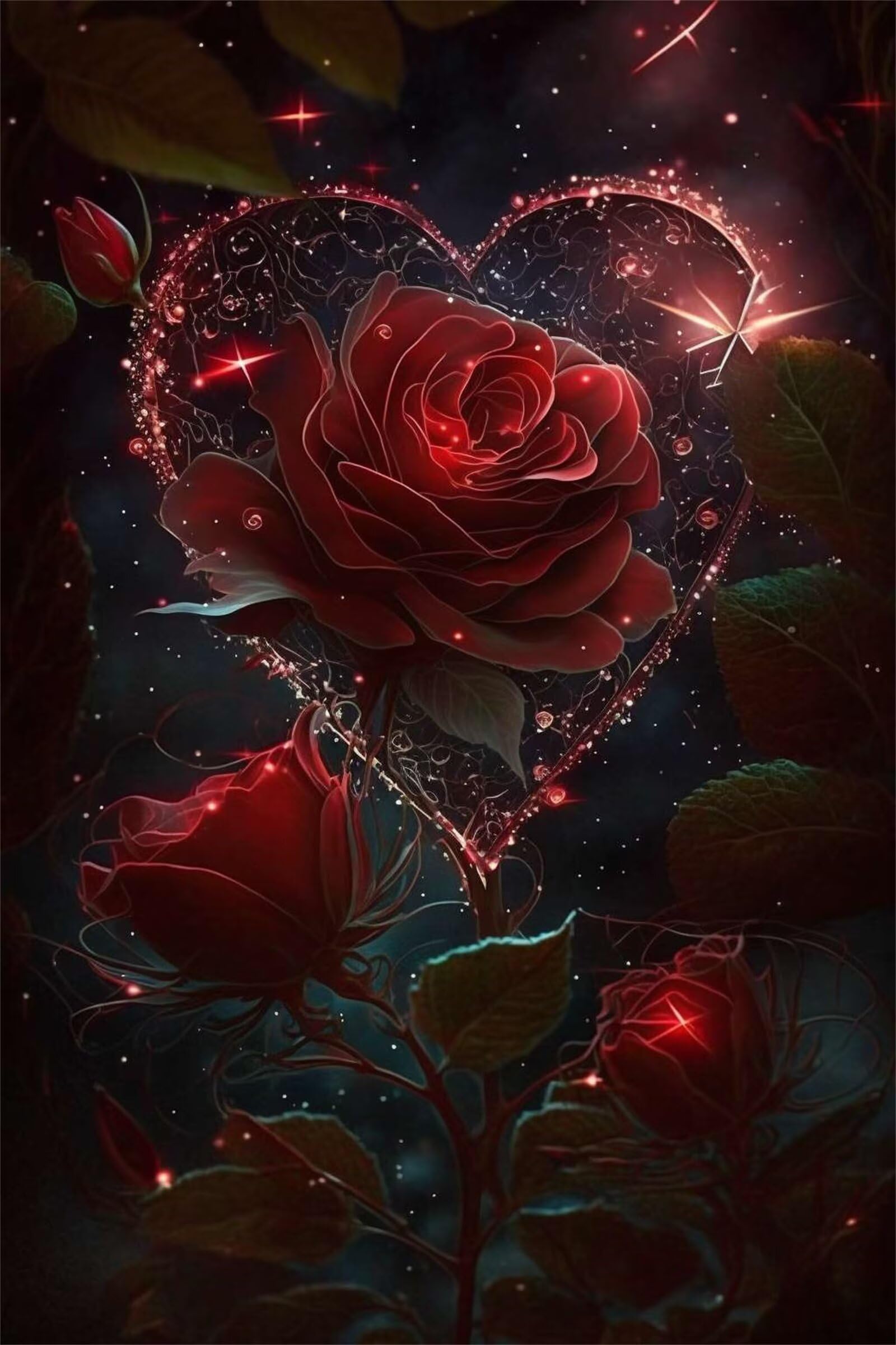 Puzzle dla dorosłych, 1000 elementów, Heart Red Roses Artwork Puzzle 75 x 50 cm, kolorowe puzzle "zrób to sam" do dekoracji domu, rodzinne puzzle dla początkujących i dzieci