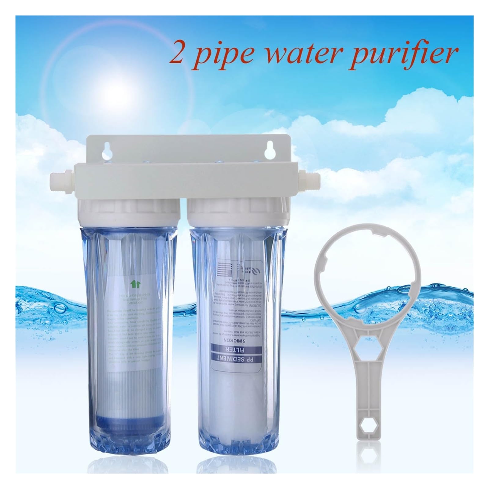 Filtración de agua potable, Filtro de agua del grifo del grifo de ósmosis inversa dual de 10 ", Cartucho purificador de agua de dos etapas espesado for la salud Cocina casera(4 points interface)