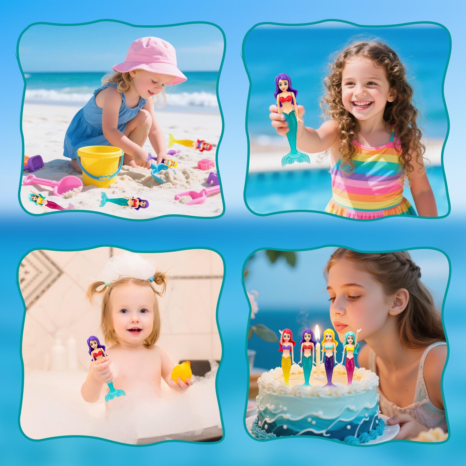 Tinoaly 4pcs Jouets d'eau Sirène en Plastique Qui Brillent dans Le Noir pour Piscine