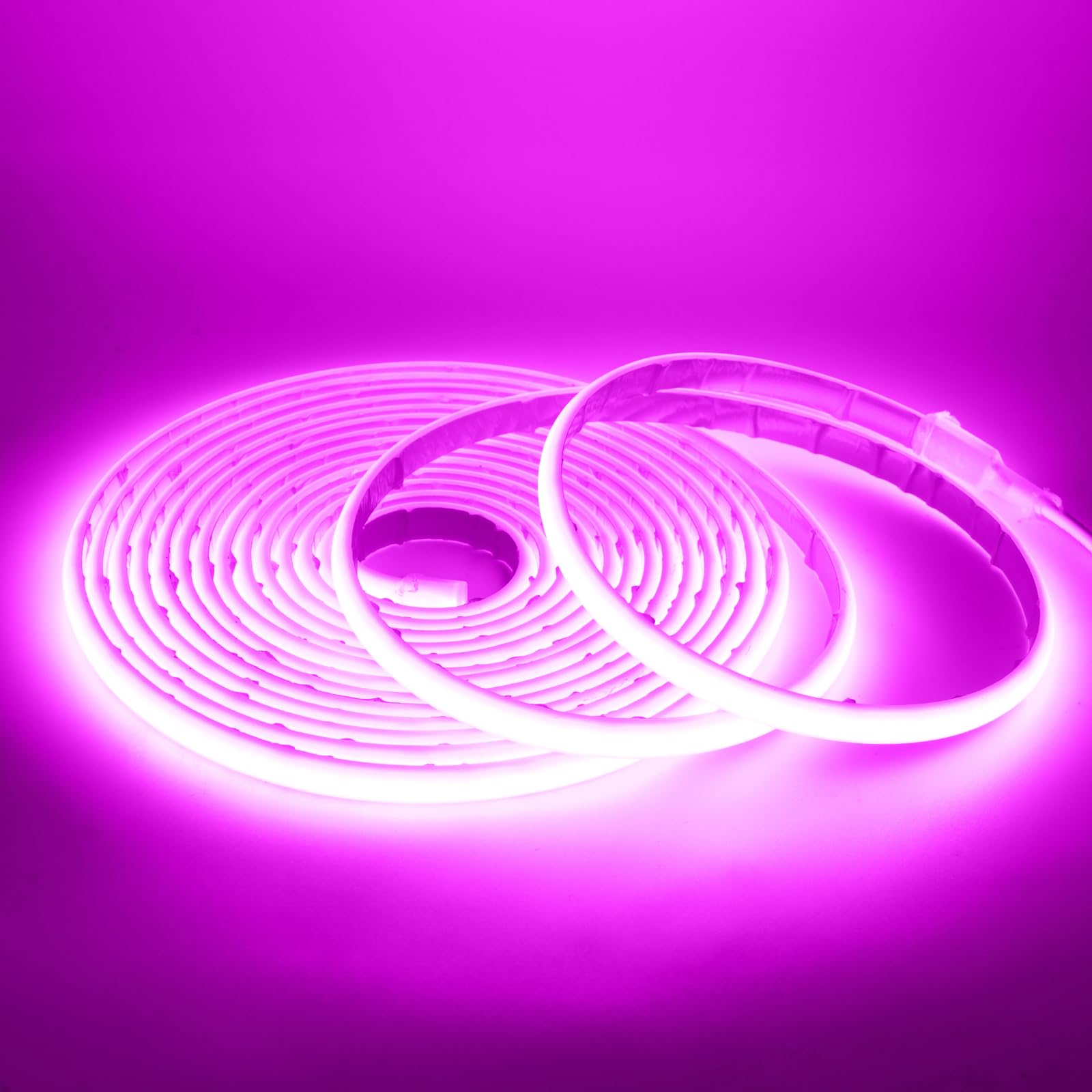 Wisada COB Neon Streifen 1m, 12V Wasserdichte IP68 Selbstklebendes Band, 320LEDs/m Superhell Flexibler Violett COB Neon LED Band, rot/weiss 2-adrig LED Lichterketten für Außen, Terrasse, Aquarium