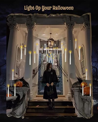 Miniatura 5 de 20 velas flotantes LED sin llama de Halloween con control remoto de varita mágica, decoraciones flotantes colgantes para el hogar para un ambiente