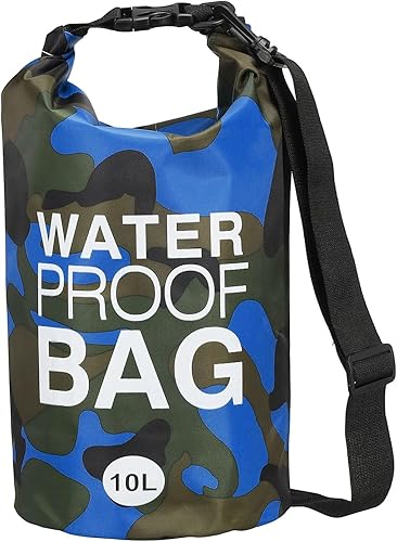 Bolsa seca impermeable, ajuste de 10L para mujeres y hombres, bolsas a prueba de agua, mochila flotante ligera de almacenamiento en seco con silbato
