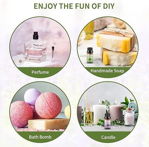 Miniatura 5 de Sedbuwza Juego de regalo de aceite esencial de menta y lavanda, aceites de aromaterapia orgánicos 100% puros, para difusor, masaje, jabón,